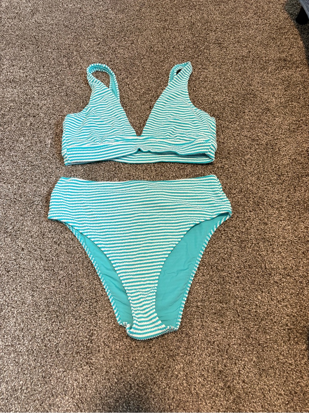 Aerie Striped High-Waist Bikini Set | XXL